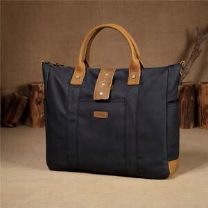 VASCHY Laptop Bag for Women Vintage Waxed Canvas Tote Work Bag Water Resistant